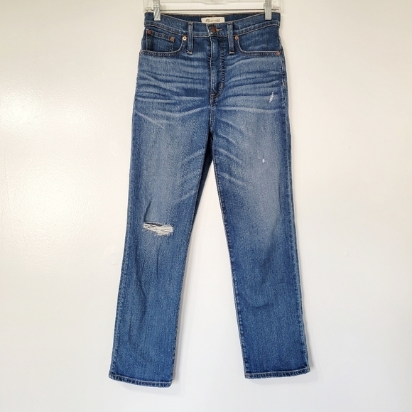 Madewell Cropped Classic Straight Distressed Jean Size 25 - Picture 3 of 12